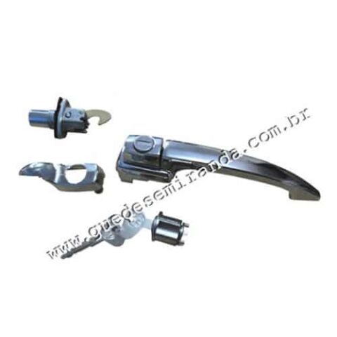 Maçaneta externa c/ chave + Motor + Cilindro de ignição Fusca até 1977 - Kit 3 Peças mesma CHAVE CROMADA VW