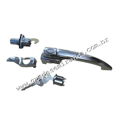 Maçaneta externa c/ chave + Motor + Cilindro de ignição Fusca até 1977 -  Kit 3 Peças mesma CHAVE CROMADA VW