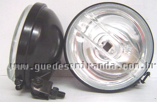 Farol de milha Preto Redondo Cristal Liso 661 (136 mm) - PAR