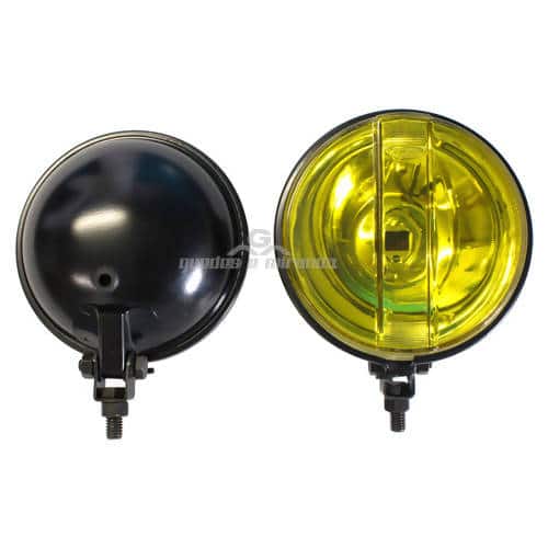 Farol de Milha Preto Redondo Amarelo Liso 661 (136 mm) - PAR