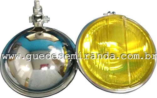 Farol de Milha Cromado Redondo Amarelo Raiado 661 (136 mm) - PAR
