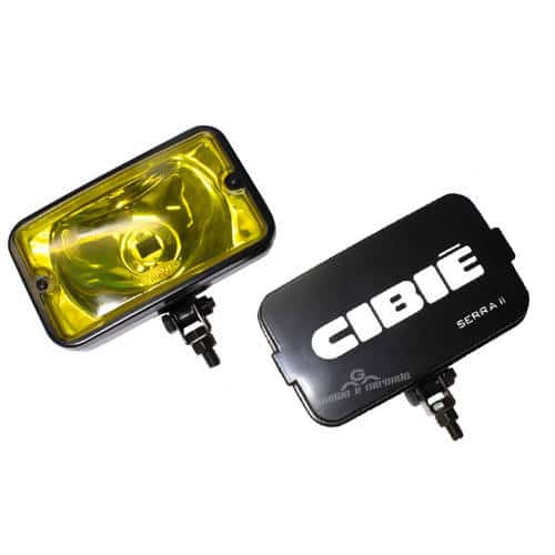Farol de Milha Preto Lente Liso Amarelo 709 - Réplica Serra II Com Capa Preta - PAR