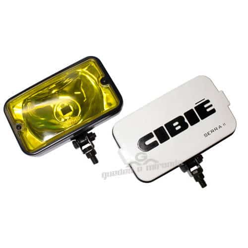 Farol de milha Preto Lente Liso Amarelo 709 - Réplica Serra II Com Capa Branca - PAR