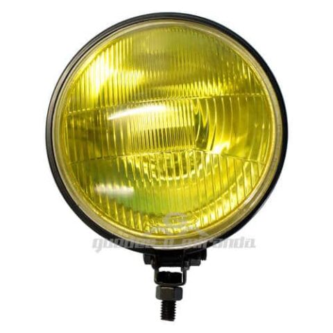 Farol de Milha Preto Redondo Lente Amarelo Raiado 658 (132 mm) - PAR