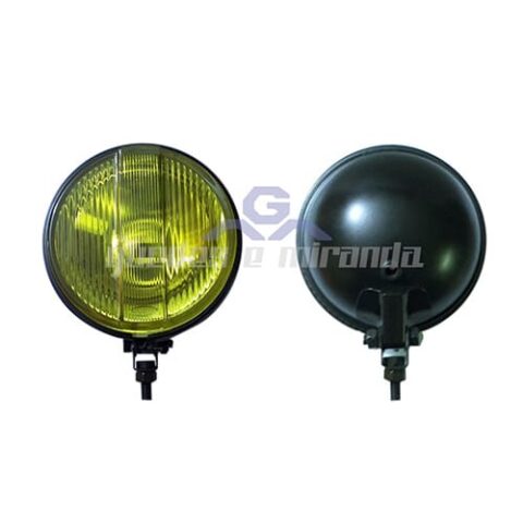 Farol de Milha Redondo Lente Amarelo Raiado 661 (136 mm) - PRETO PAR