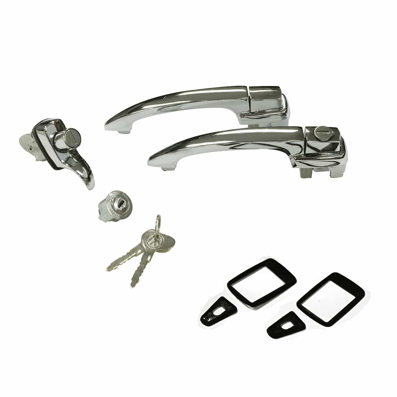 Maçanetas e Cilindro de Ignição Fusca até 1977 - Kit mesma CHAVE CROMADA VW 4 peças
