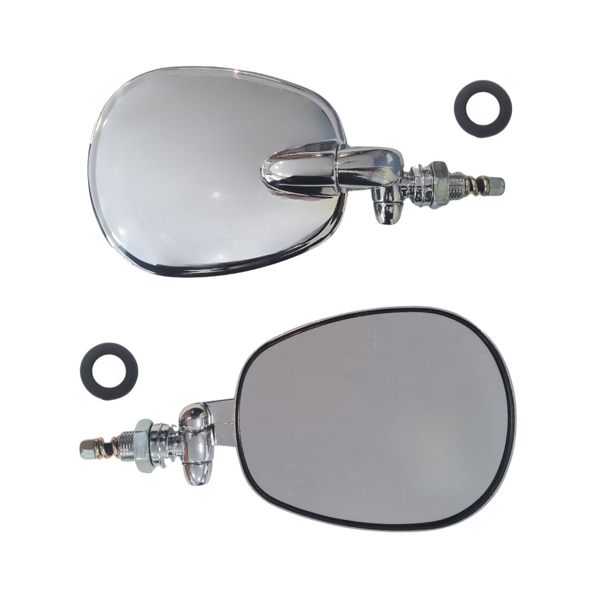 Retrovisor Externo RAQUETE Fusca 1966 / 1976/ Brasilia / Variant / TL - Lente Plana Prata