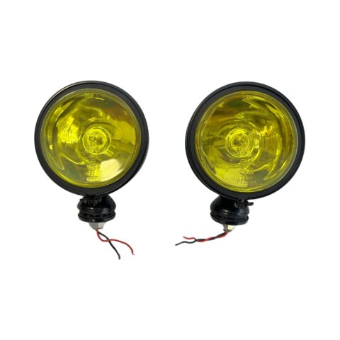 Farol de Milha Preto Redondo Lente Amarelo Liso 942 - PAR