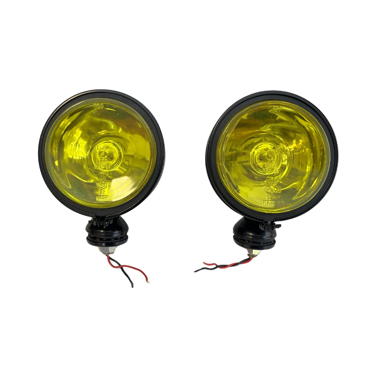 Farol de Milha Preto Redondo Lente Amarelo Liso 942 - PAR