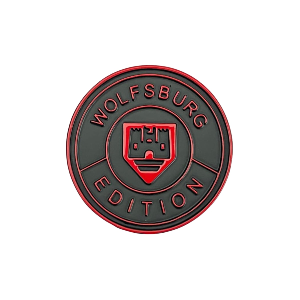 EMBLEMA BOTON WOLFSBURG EDITION PRETO COM VERMELHO