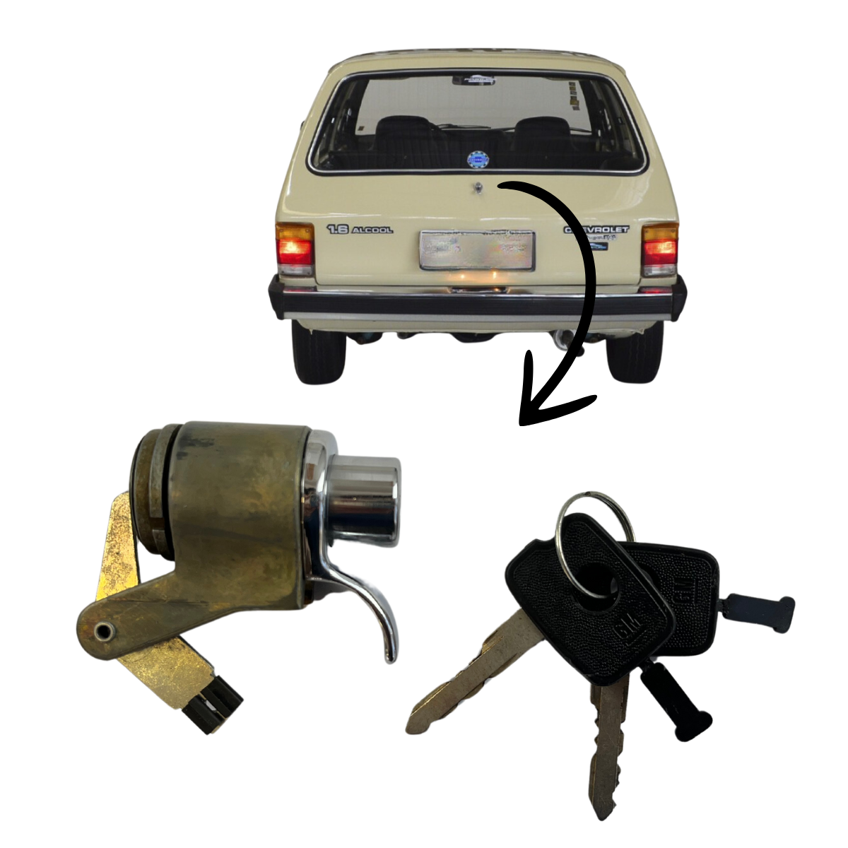 Cilindro Porta Malas Marajó até 1985 - Original GM Com Suporte