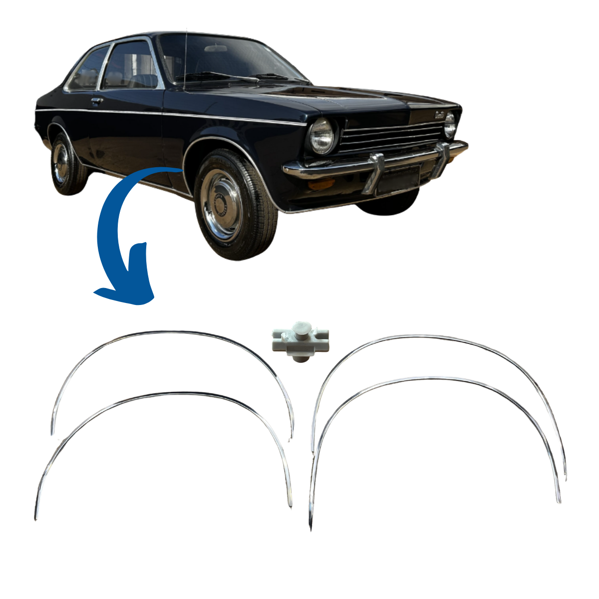Friso Vão de Roda Paralama com Grampos Chevette 1973 / 1977 JOGO