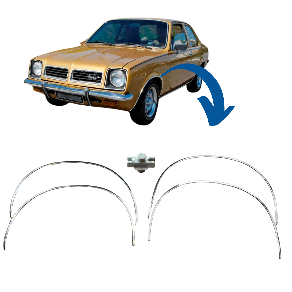 Friso Vão de Roda Paralama Chevette 1978 / 1979 JOGO - Com grampos