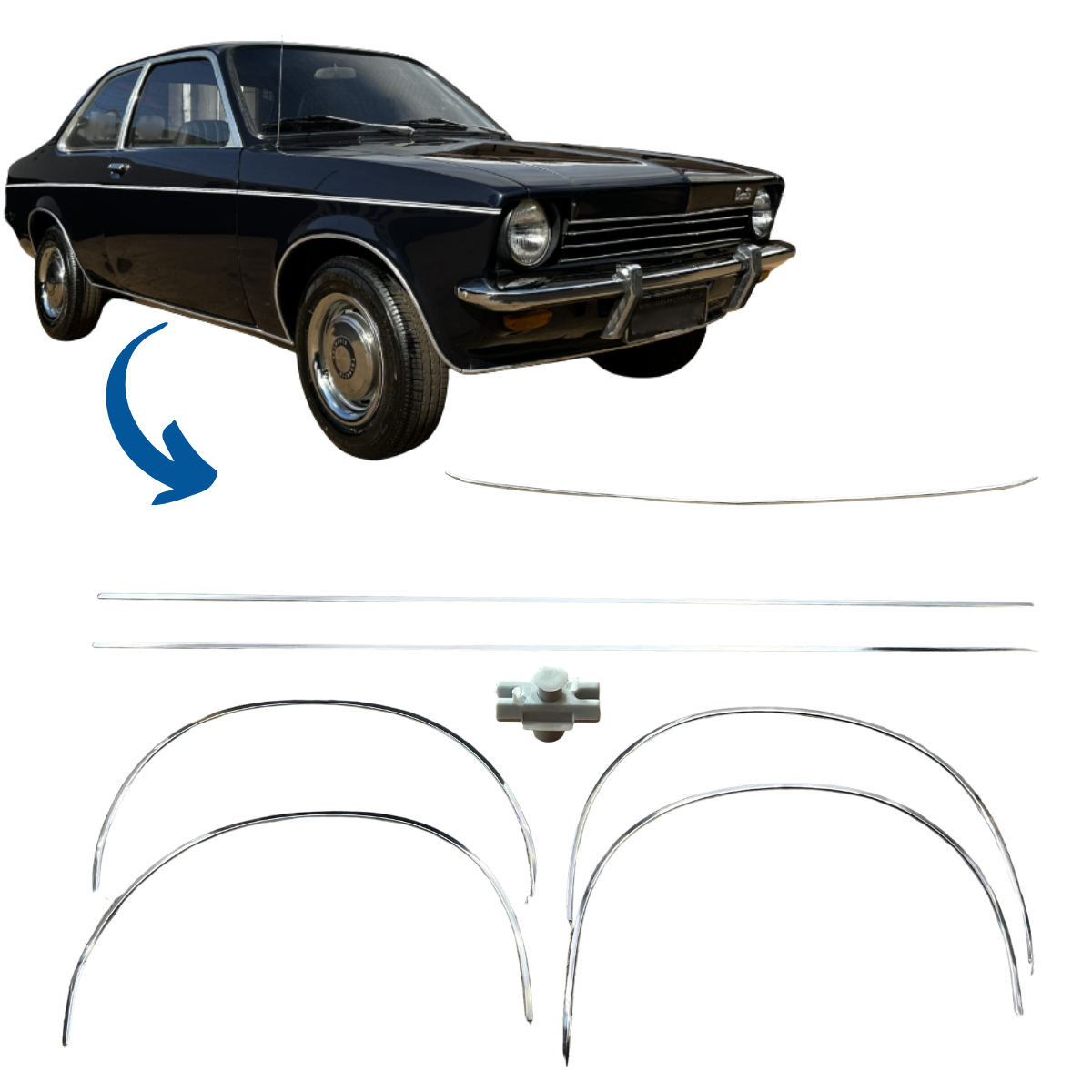 Friso Externo Chevette 1973 / 1977 Caixa de Ar e Paralama e Saia Dianteira  KIT