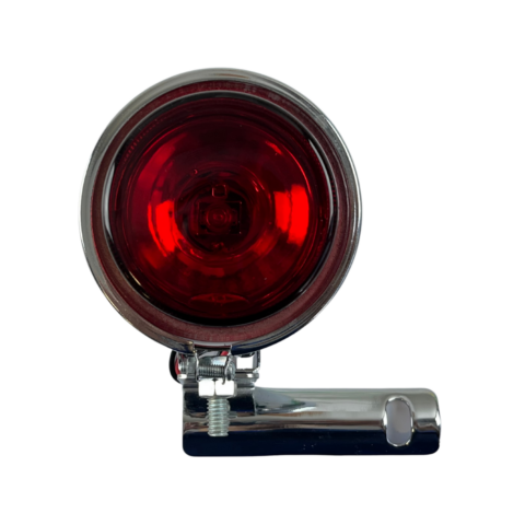 FAROL NEBLINA CROMADO VERMELHO REDONDO COM SUPORTE ATÉ 1970 CROMADO