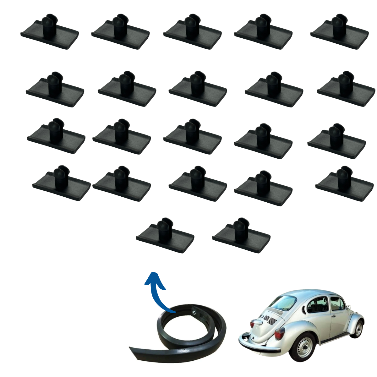 Grampo Borrachão Parachoque Fusca Itamar Original - KIT com 22 Peças