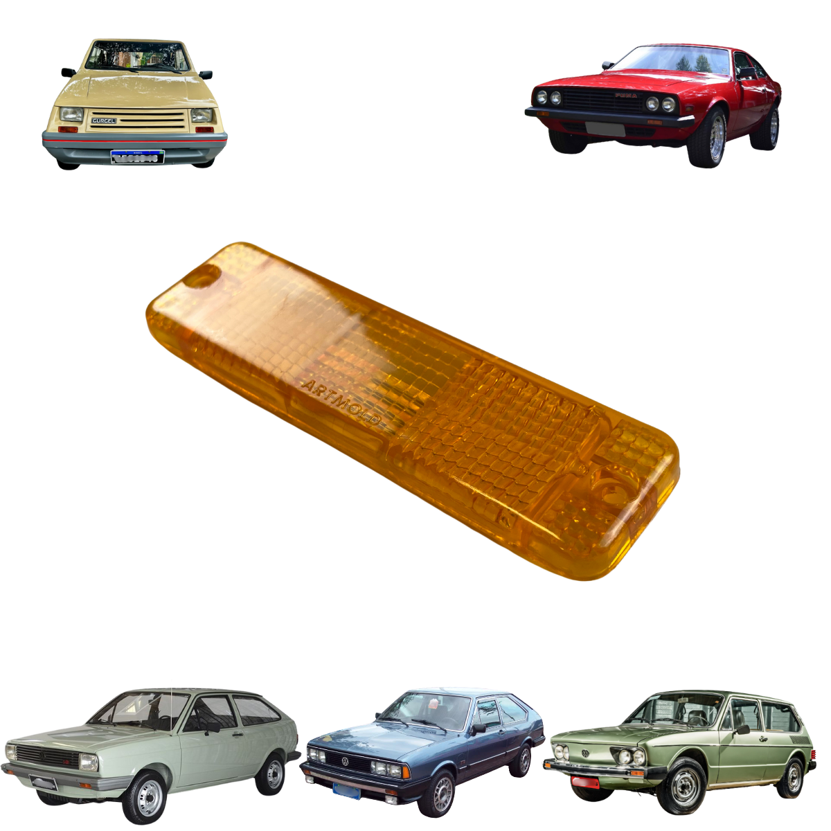 Lente Lanterna Dianteira Brasilia / Gol BX / Gurgel / Passat - AMBAR