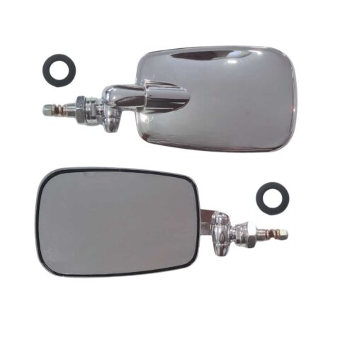 Retrovisor Externo Fusca Mexicano – Lente Convexa Prata – Braço Curto Raquete