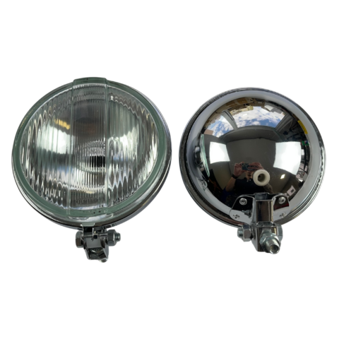 Farol de Milha Redondo Lente Cristal Raiado 661 (136 mm) - Cromado Par