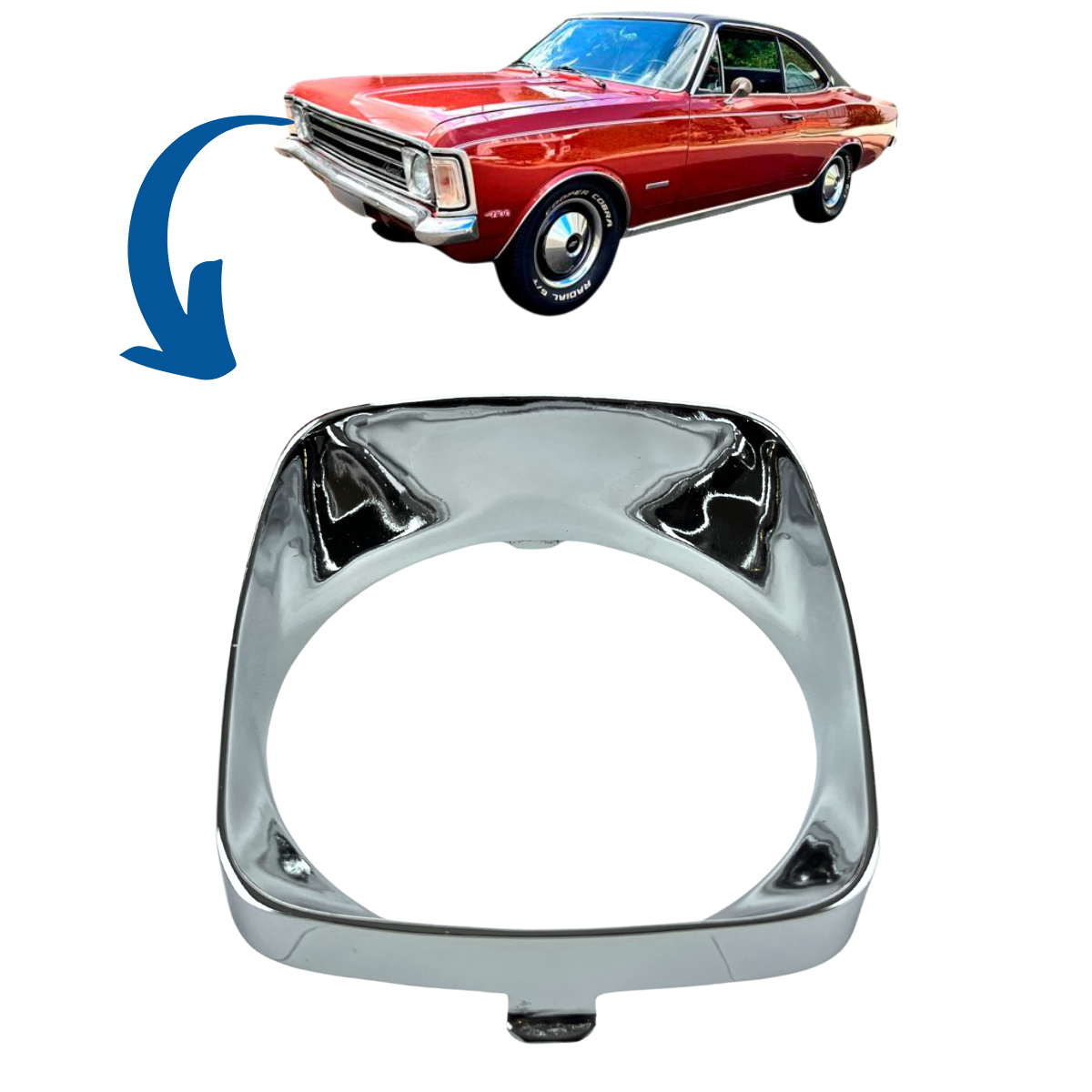 ARO DE FAROL OPALA 71A74 ALUMINIO CROMADO (4)
