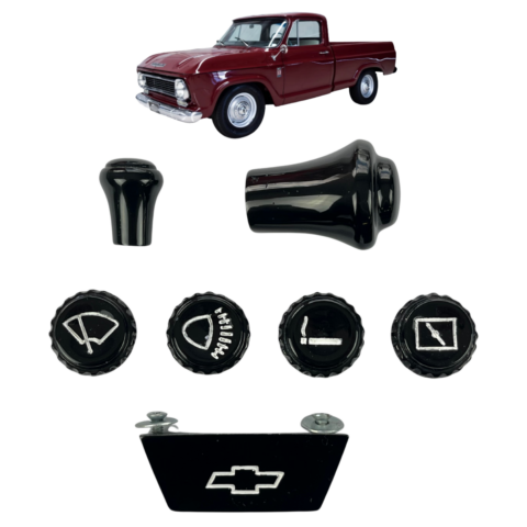 KIT BOTÃO PAINEL C10 PRETO 7 PEÇAS (2)