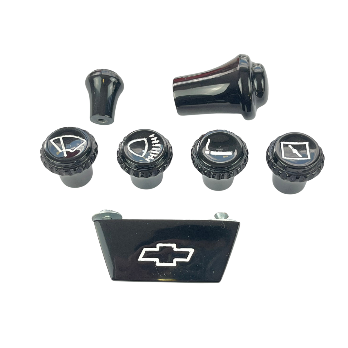 KIT BOTÃO PAINEL C10 PRETO 7 PEÇAS (4)
