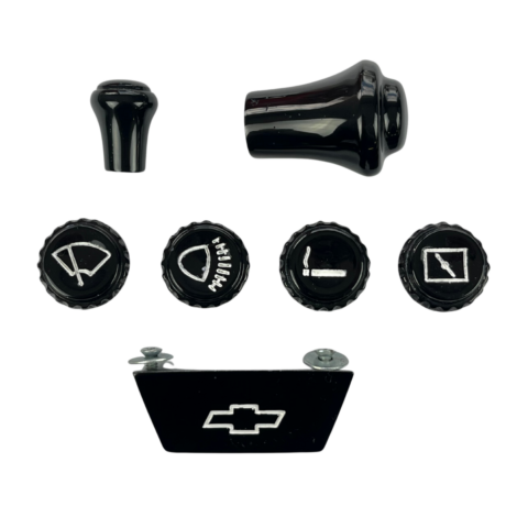 KIT BOTÃO PAINEL C10 PRETO 7 PEÇAS